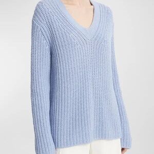 VINCE Chunky Shaker Stitch V Neck Sweater
